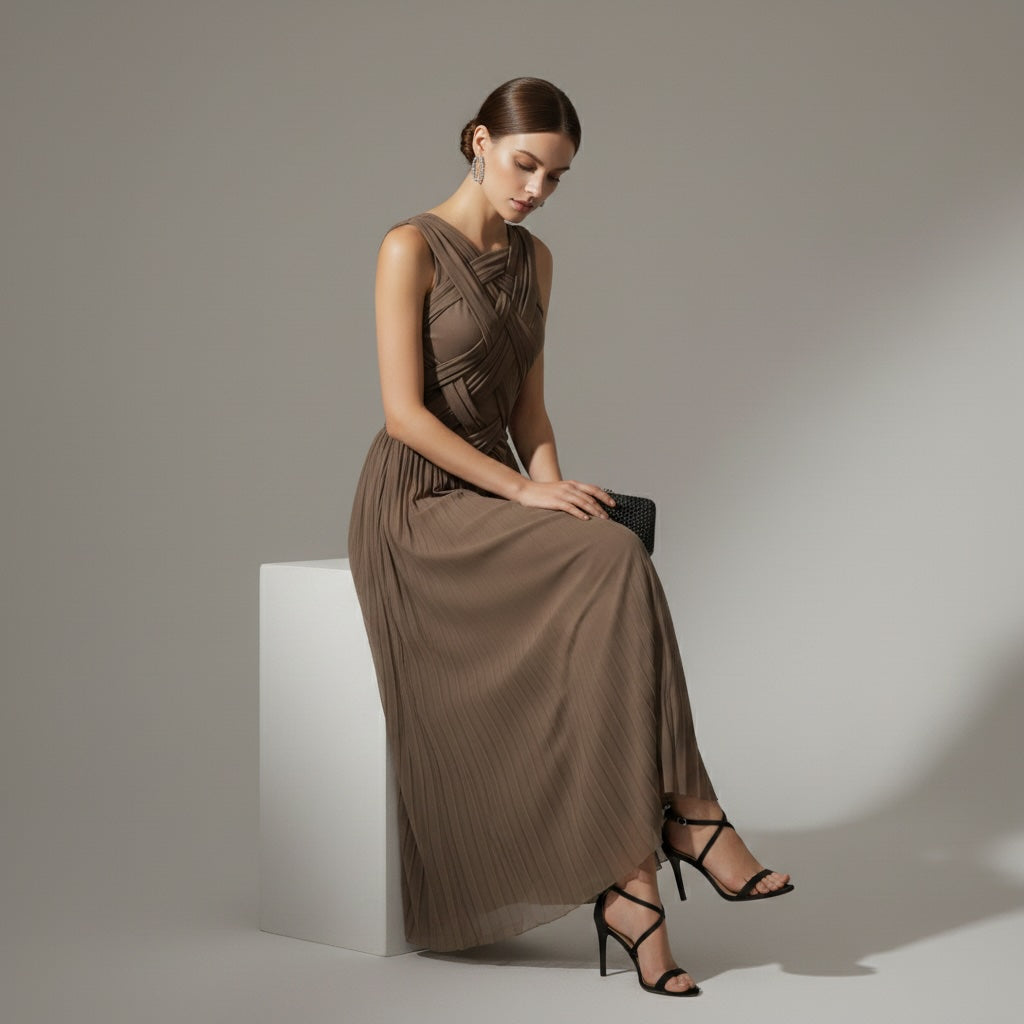 Lydia Pleated Maxi Dress - Wedding Guest