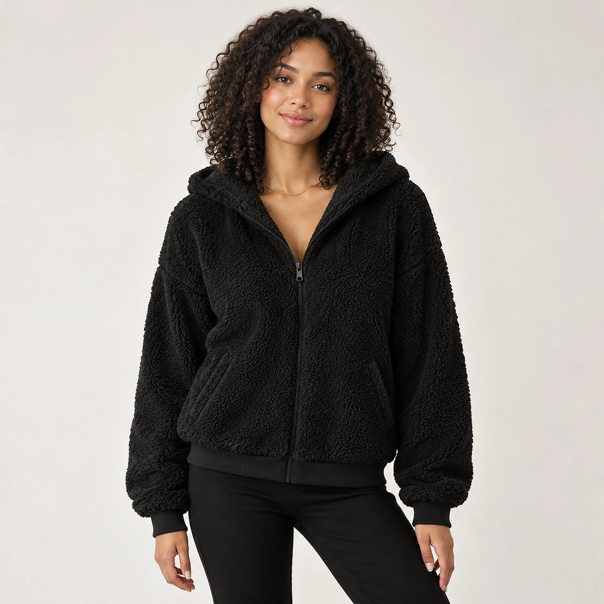 Orvadi Zip Hoodie — Black (apparel front)