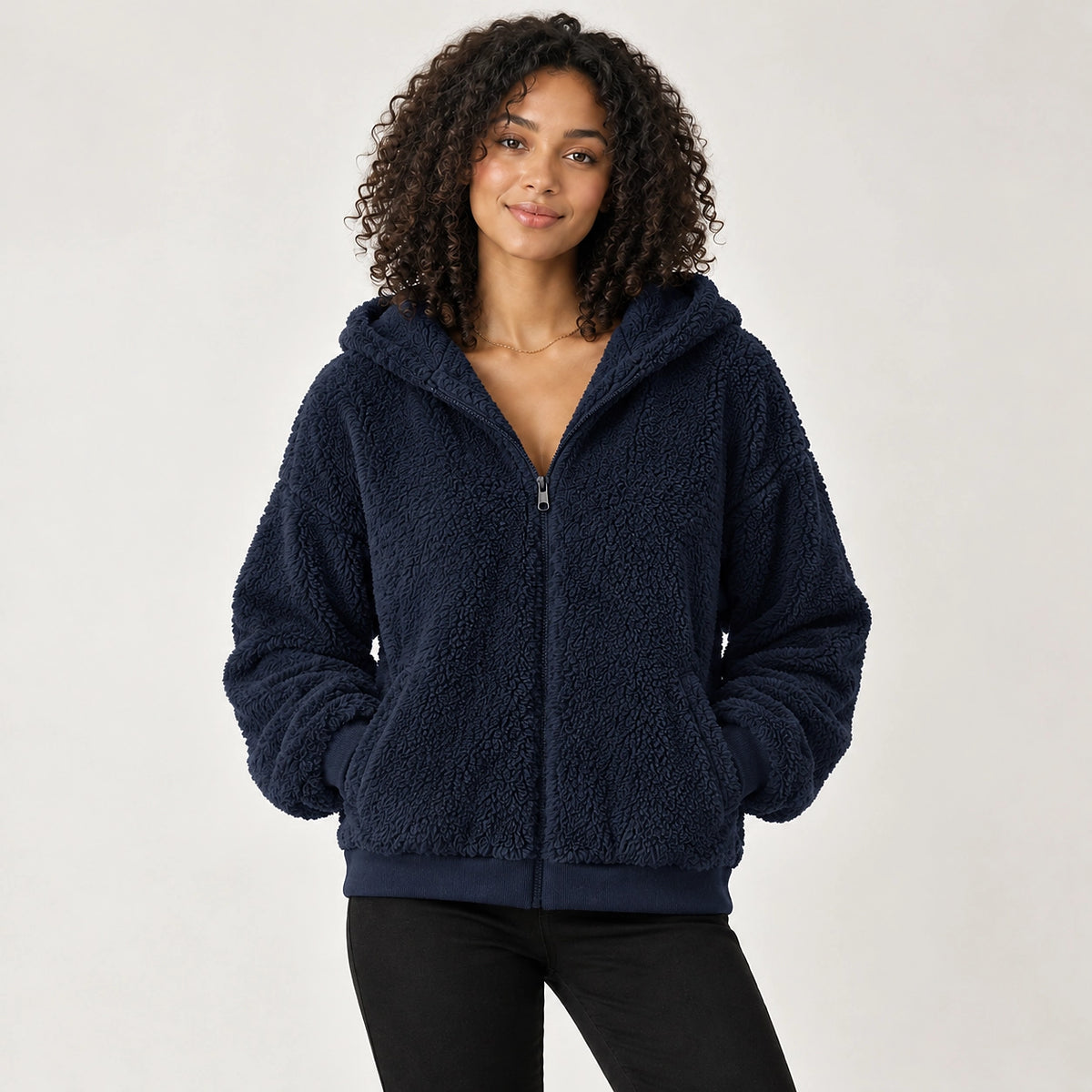 Orvadi Zip Hoodie — Navy Blue (apparel front)