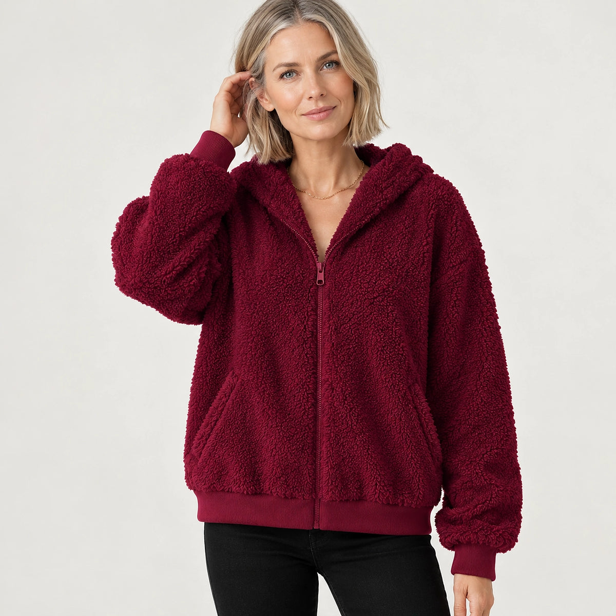 Orvadi Zip Hoodie — Wine Red (apparel front)